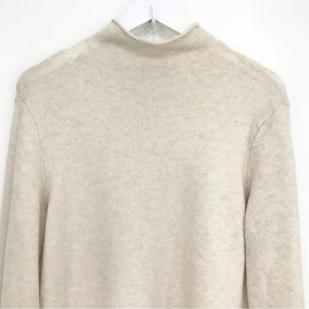 Madewell INLAND Heather Cement Alpaca Merino Wool Funnel Neck Pullover Sweater